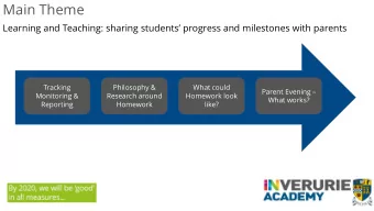 Main Theme  Learning and Teaching: sharing students progress and milestones with parents