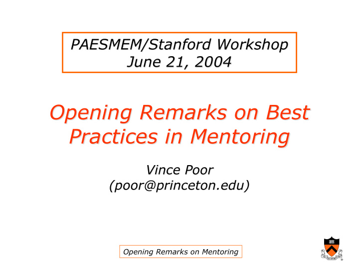 opening remarks on best opening remarks on best practices