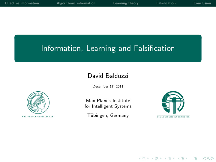 information learning and falsification