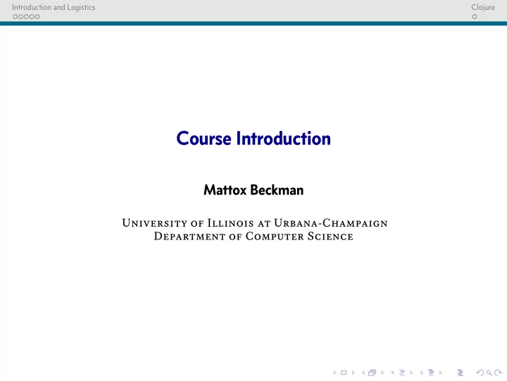 course introduction