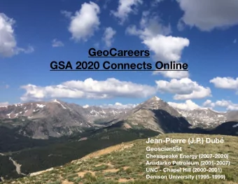 GeoCareers  GSA 2020 Connects Online  Jean-Pierre (J.P  .) Dub  Geoscientist  Chesapeake Energy