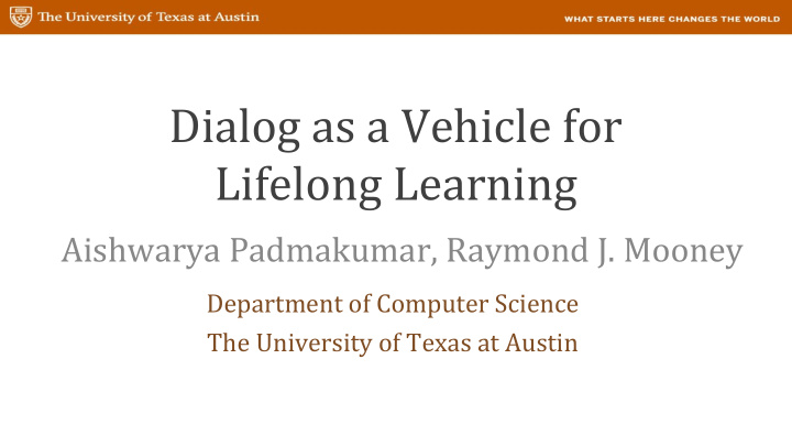 dialog as a vehicle for lifelong learning