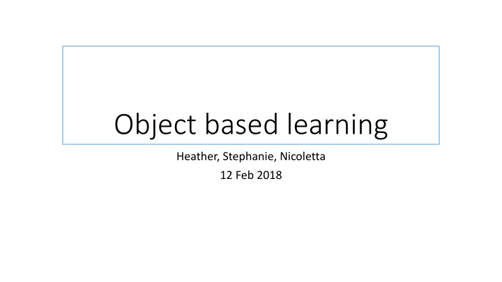 object based learning