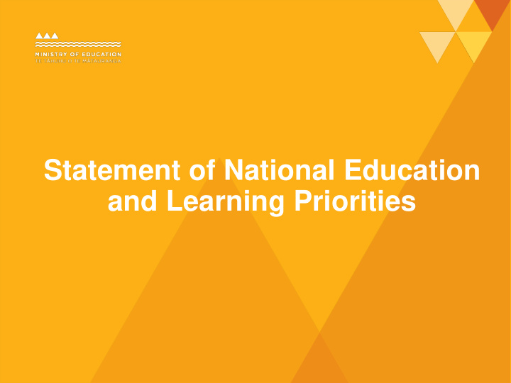 statement of national education and learning priorities
