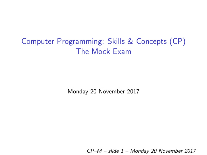 computer programming skills concepts cp the mock exam