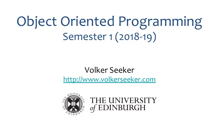 object oriented programming
