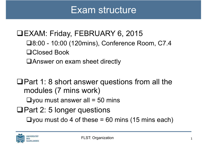 exam structure