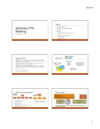 McKinley PTA  APS General Overview &amp; Quick Facts  Hot Topics  Meeting  McK PTA