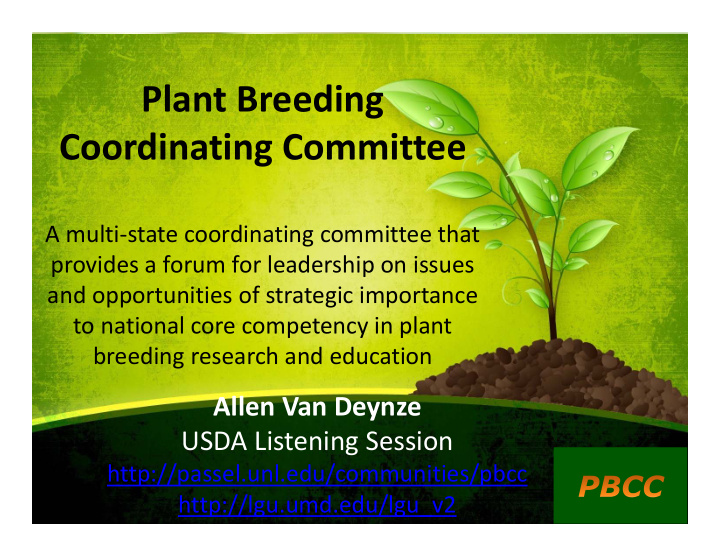 plant breeding coordinating committee