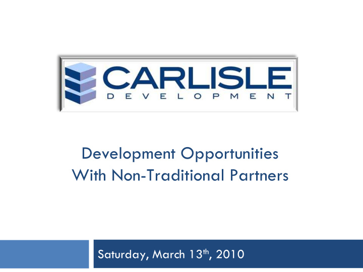 development opportunities with non traditional partners