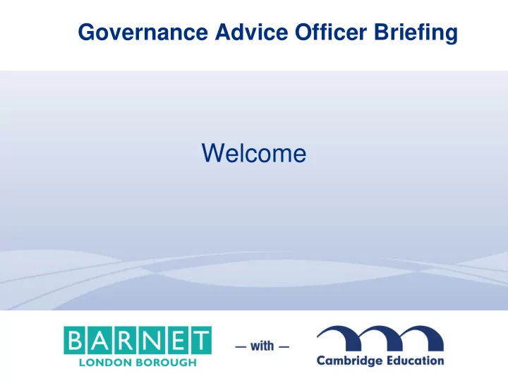welcome the governance advice officer package offers