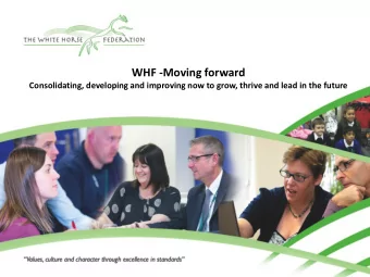 WHF -Moving forward  Consolidating, developing and improving now to grow, thrive and lead in the