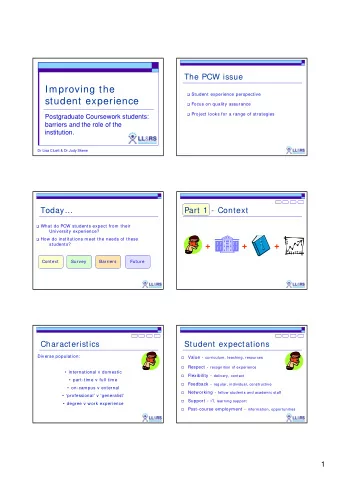 Improving the  Student experience perspective  student experience  Focus on quality assurance