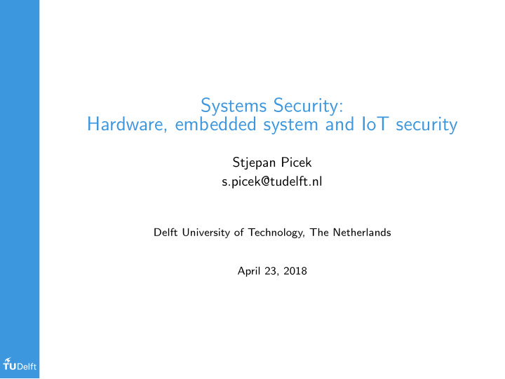 systems security hardware embedded system and iot security