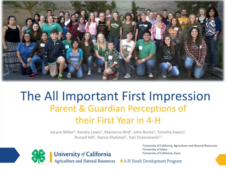 the all important first impression