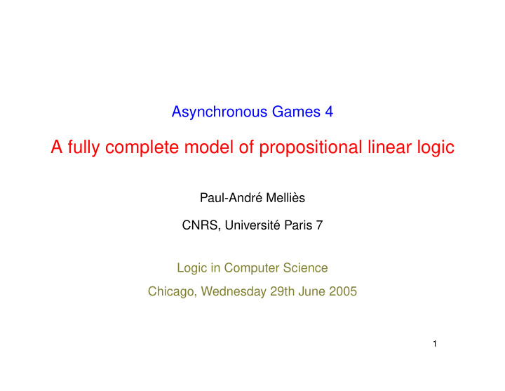 a fully complete model of propositional linear logic