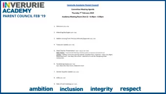 PARENT COUNCIL FEB 19  PARENT COUNCIL FEB 19  Brief Updates  Inspection  Rock Challenge