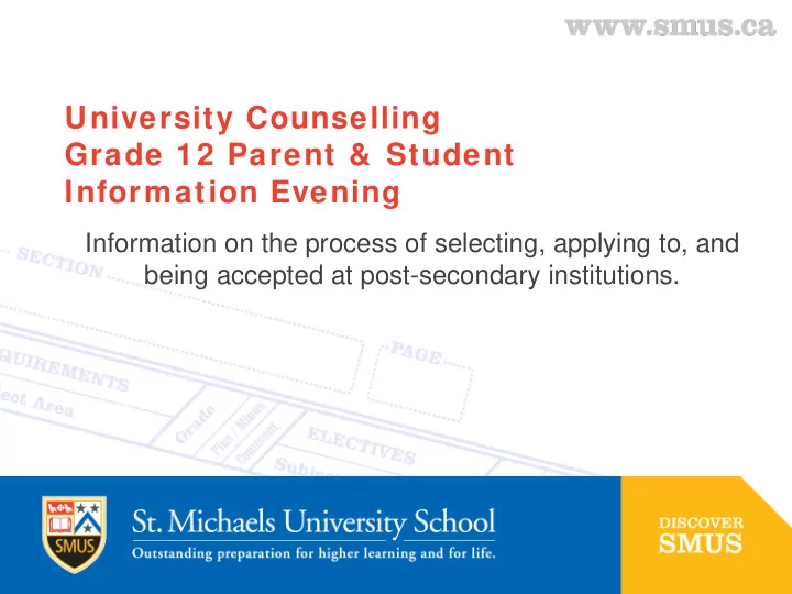 university counselling grade 12 parent student