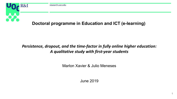 doctoral programme in education and ict e learning