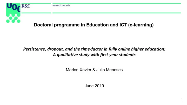 doctoral programme in education and ict e learning