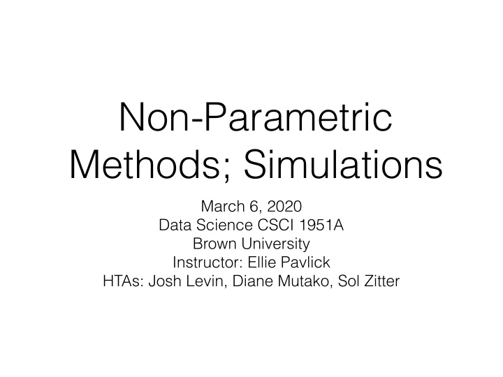 non parametric methods simulations