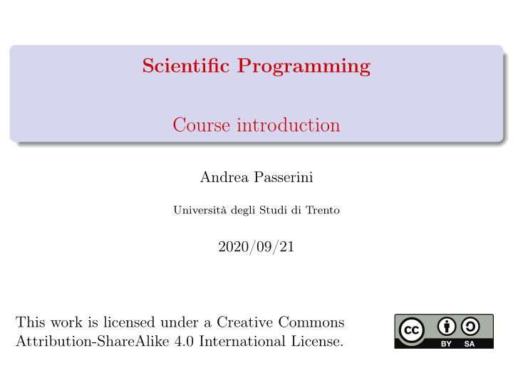 scientific programming course introduction
