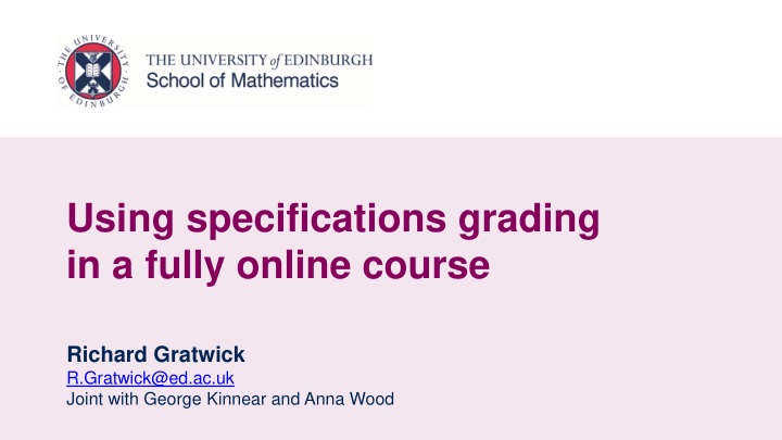 using specifications grading