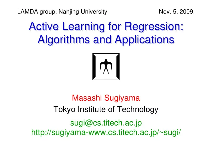active learning for regression active learning for