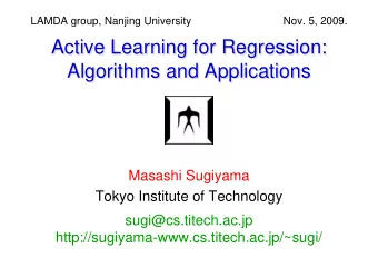 Active Learning for Regression:  Active Learning for Regression:  Algorithms and Applications