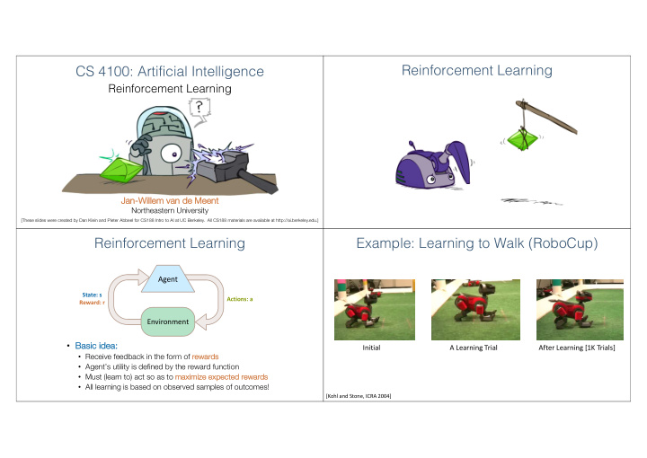 reinforcement learning cs 4100 artificial intelligence