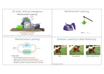 Reinforcement Learning  CS 4100: Artificial Intelligence  Reinforcement Learning  Ja  Jan-Wi