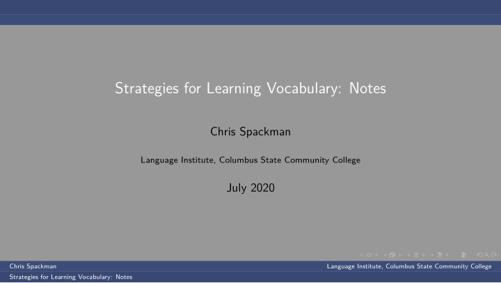 strategies for learning vocabulary notes