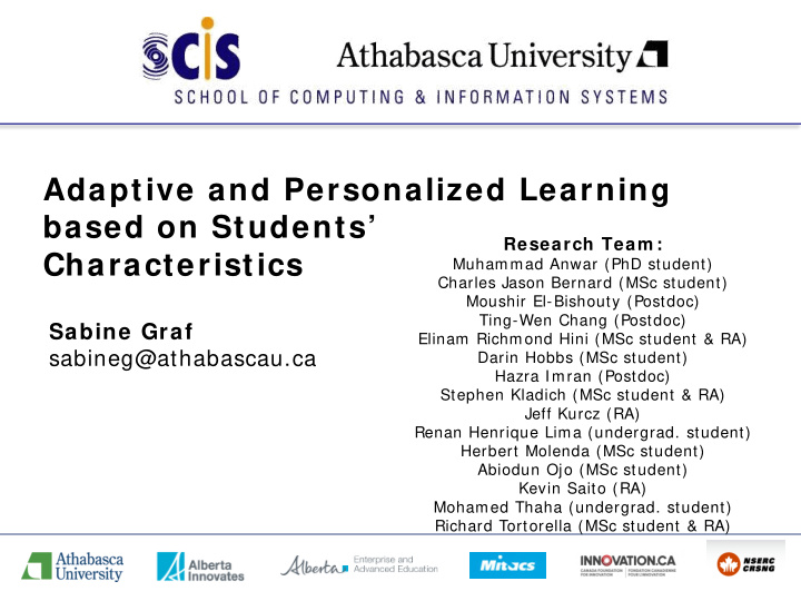 adaptive and personalized learning based on students