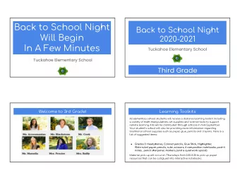 Back to School Night  Back to School Night  Will Begin  2020-2021  In A Few Minutes  Tuckahoe