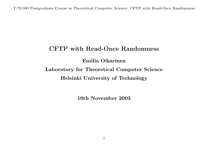 cftp with read once randomness