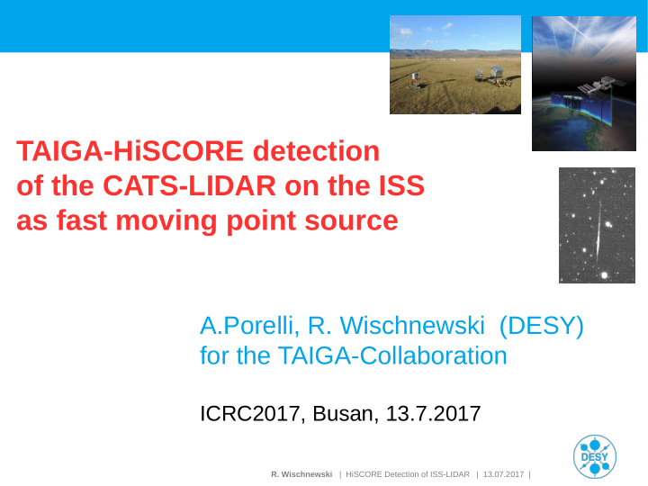 taiga hiscore detection of the cats lidar on the iss as