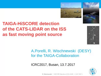TAIGA-HiSCORE detection  of the CATS-LIDAR on the ISS  as fast moving point source  A.Porelli, R.