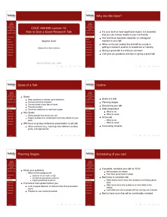 Why Are We Here?  CSCE  CSCE  496/896  496/896  Lecture 10:  Lecture 10:  CSCE 496/896 Lecture 10:
