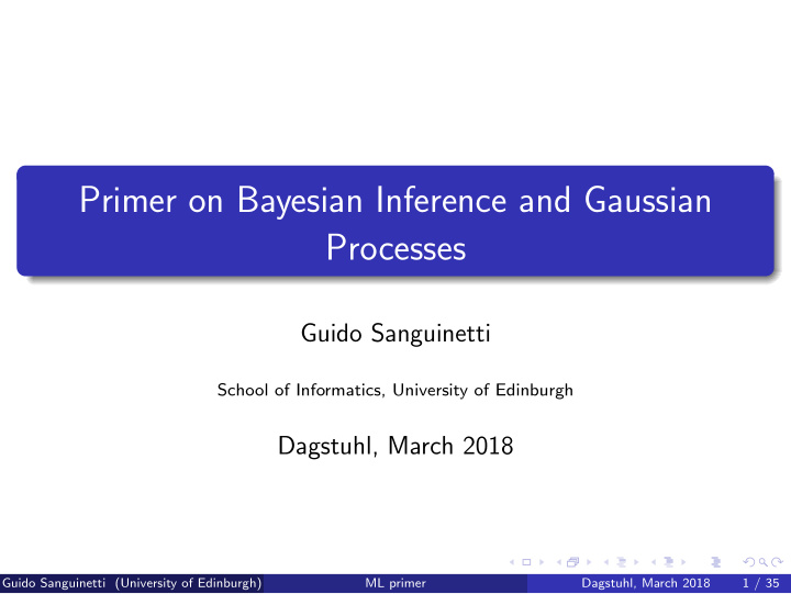 primer on bayesian inference and gaussian processes