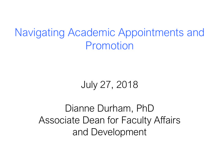 navigating academic appointments and promotion