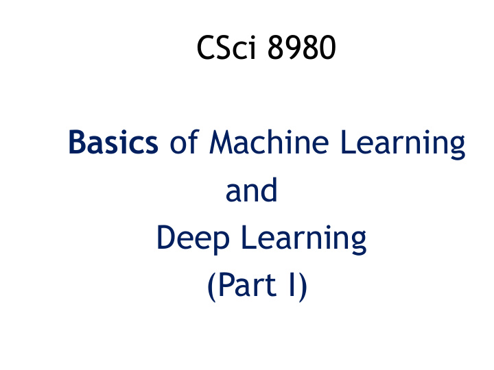 basics of machine learning