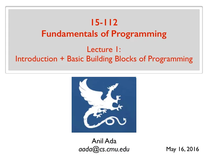 15 112 fundamentals of programming