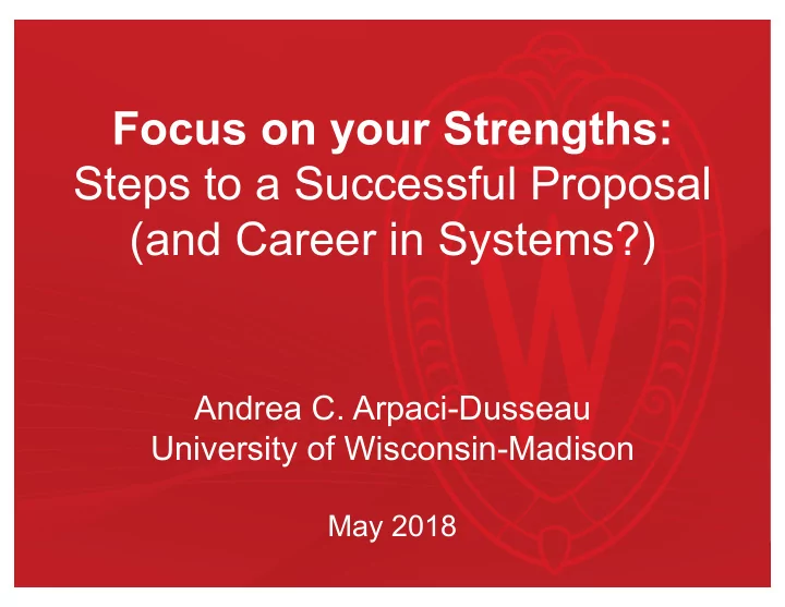 focus on your strengths steps to a successful proposal