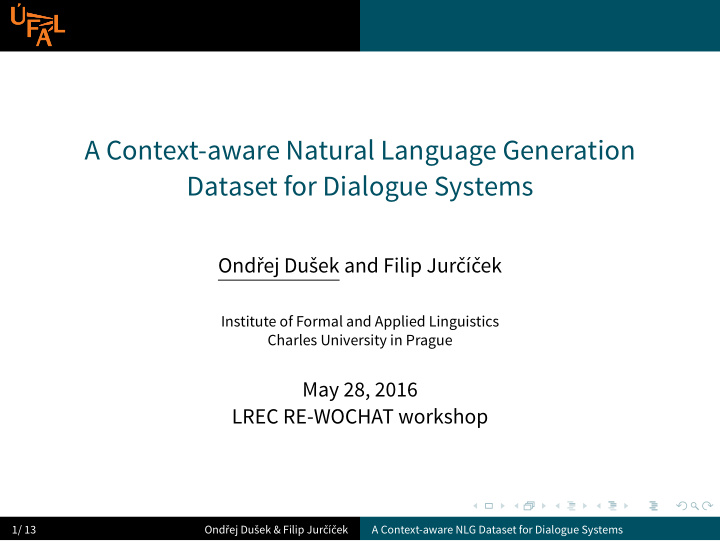 a context aware natural language generation dataset for