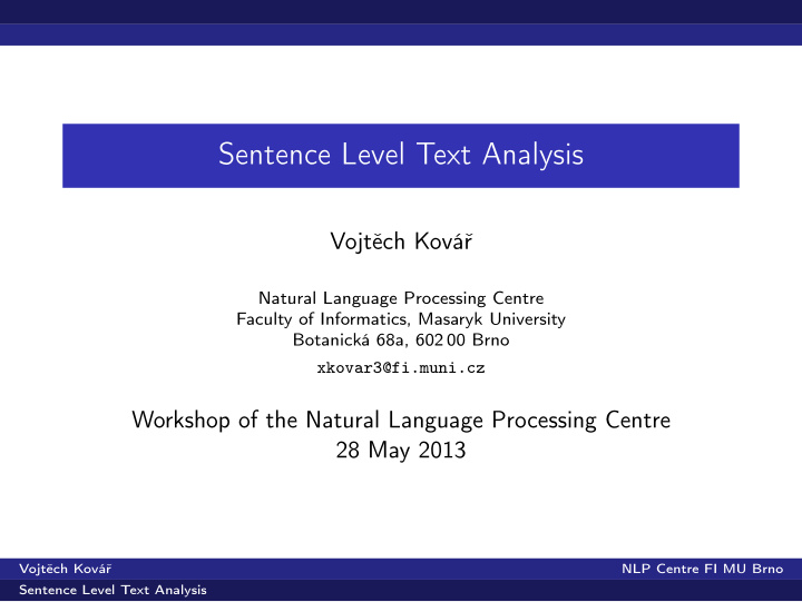 sentence level text analysis