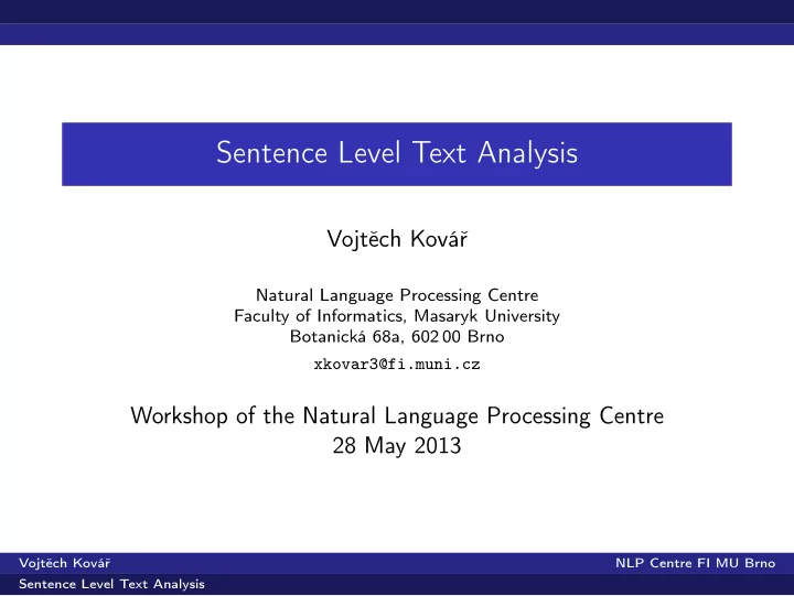 sentence level text analysis