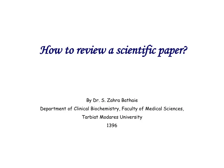 ho how w to re to review view a sci a scien entif tific