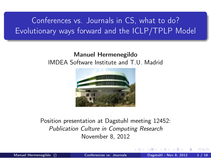 conferences vs journals in cs what to do evolutionary