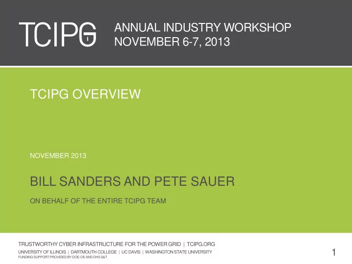 tcipg overview