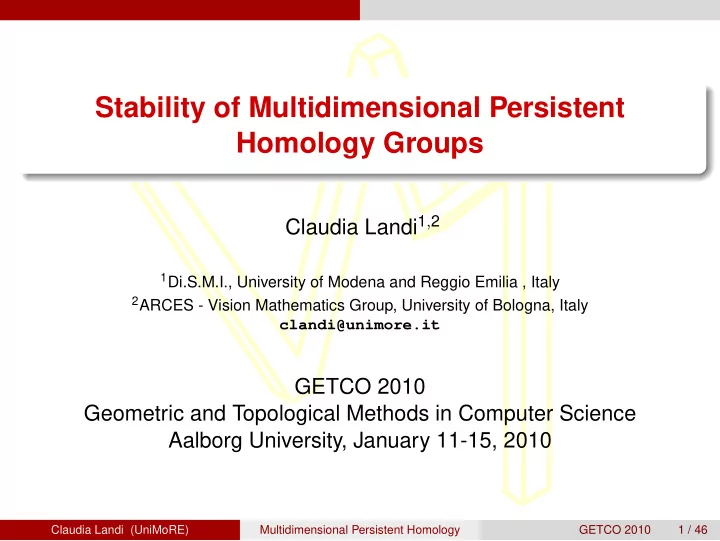 stability of multidimensional persistent homology groups